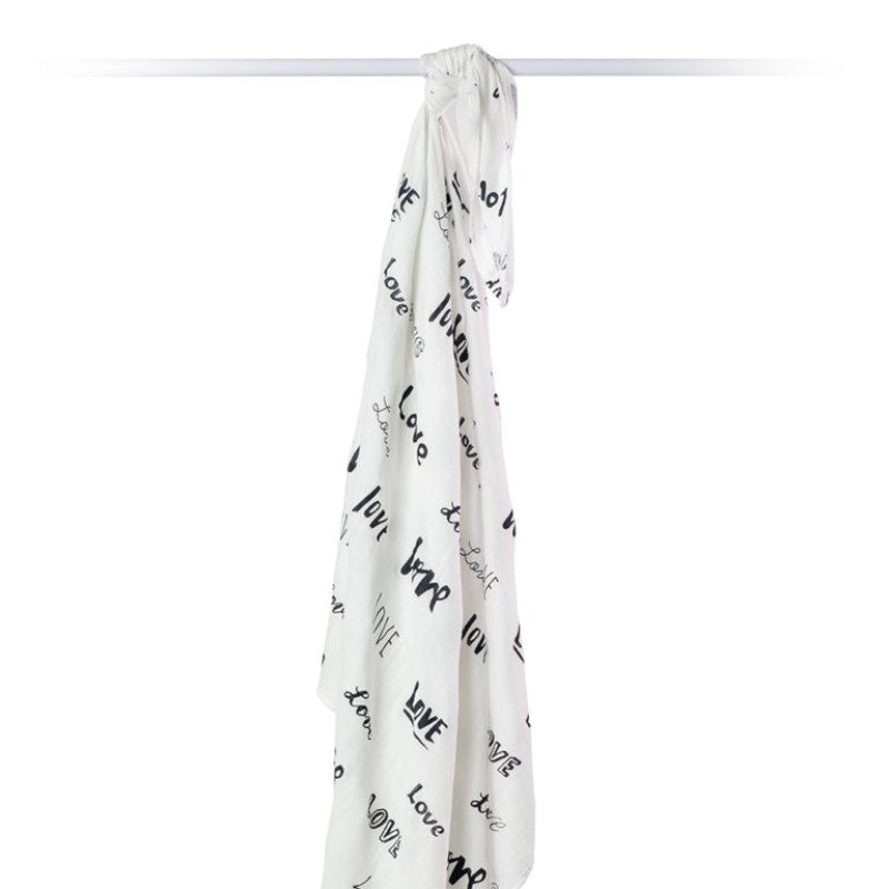 Eco-friendly bamboo swaddle measuring 47"x47", soft and versatile for swaddling, nursing cover, and more.