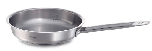 Fissler 24cm Original Pan in 18/10 stainless steel, ideal for sautéing, searing, and sauces with ergonomic handle.