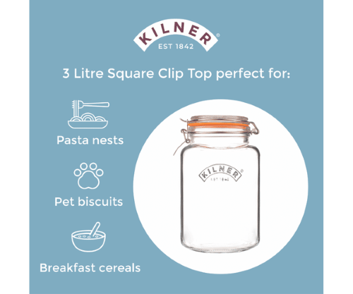 Square Clip Top Jar - Kilner (3 Litre)