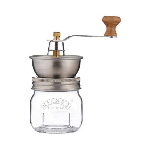 Kilner Seasoning Grinder (250ml) for grinding spices, salt, and herbs with adjustable coarseness and elegant glass design.