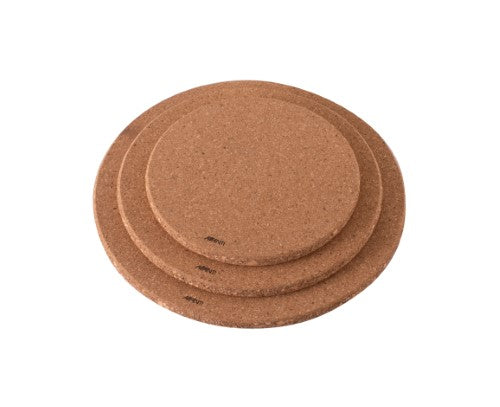 Set of 3 round cork trivets with magnets, protecting surfaces from heat while adding rustic charm to your kitchen decor.