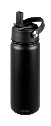 Hydrosport Sip Bottle - Avanti 550ml in black, insulated, BPA-free, keeps drinks cold for 24 hrs, features leakproof lid and carry handle.