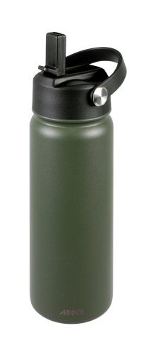 Hydrosport Sip Bottle in Khaki, 550ml, stainless steel, insulated for hot/cold drinks, leakproof, with a carry handle.