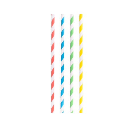 Colorful Avanti Rainbow Paper Straws, 20cm, set of 50, eco-friendly, compostable, BPA-free, perfect for any occasion.