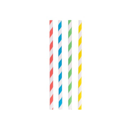 Colorful Avanti Rainbow paper straws, 14cm long, eco-friendly, 3-Ply, set of 50, perfect for cocktails and events.