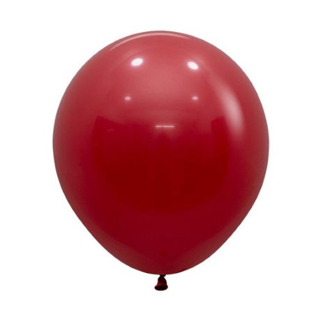Pack of 25 large imperial red latex balloons, perfect for elegant decorations at any festive occasion.