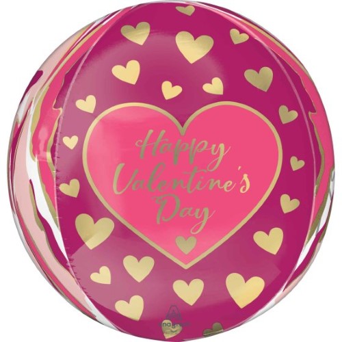 Orbz Happy Valentine's Day Abstract Marble balloon in vibrant colors, perfect for romantic celebrations and elegant decorations.