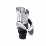 OXO STEEL Wine Stopper & Pourer: sleek stainless steel tool for easy pouring, sealing, and aerating wine without spills.