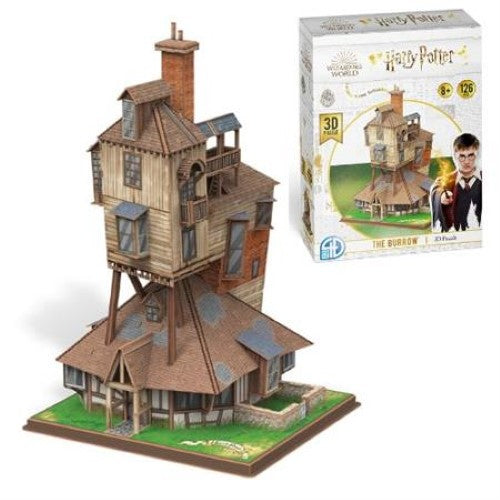 3D paper model of The Burrow from Harry Potter, featuring 126 pieces for easy assembly without glue, perfect for fans aged 8+.