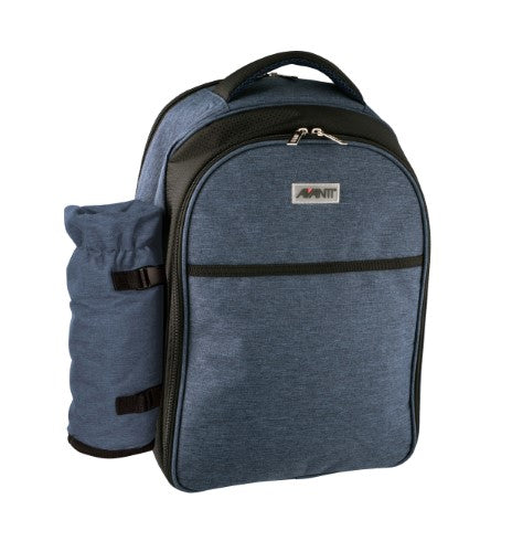 4-person picnic backpack designed for outdoor dining with insulated compartment, cutlery, and padded straps for comfort.