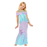 Iridescent mermaid costume for girls aged 4-6, featuring a flowing design and beautiful fin details for imaginative play.