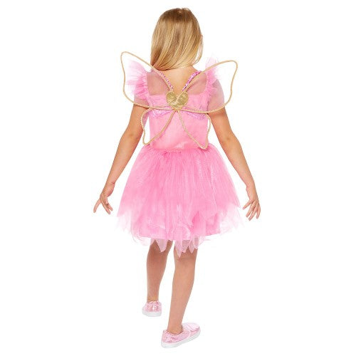 Enchanting pink fairy costume with dress and wings for imaginative play, perfect for ages 3-4 years.