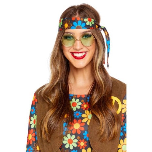 Vibrant green hippie sunglasses offering UV protection, perfect for festivals and casual outings with a retro flair.