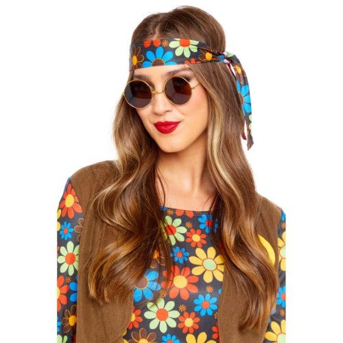 Retro brown hippie glasses with oversized frame, perfect for stylish sun protection and expressing unique fashion.