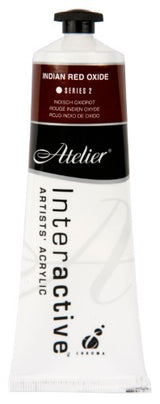 Atelier 80ml Indian Red Oxide acrylic paint tube, ideal for versatile fast and controlled drying techniques in artwork.