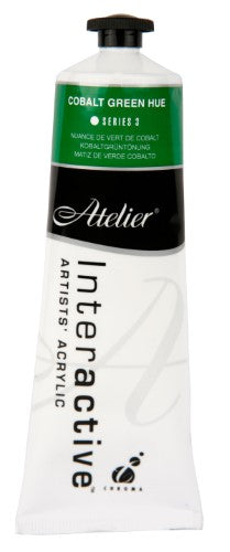 Vibrant Atelier Acrylic Paint in Cobalt Green Hue, 80ml, perfect for versatile, controlled and fast-drying artistic techniques.