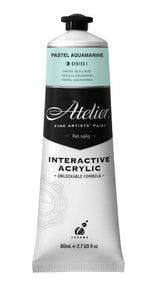 Premium 80ml pastel aquamarine acrylic paint for artists, ideal for smooth application, blending, and fast-drying techniques.