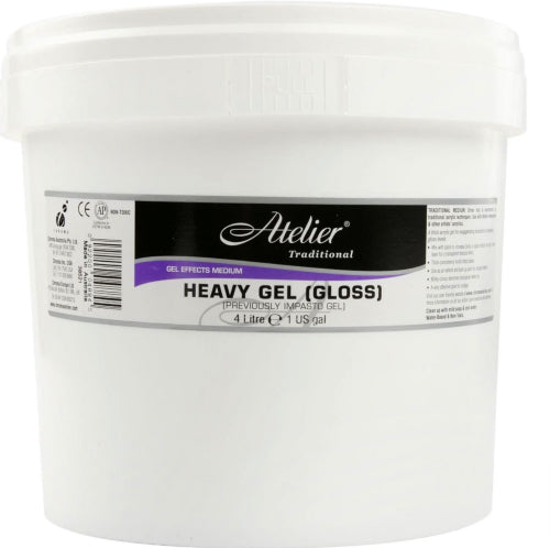 Acrylic paint in a 4-litre container featuring a glossy finish, ideal for textured art and extended blending time.