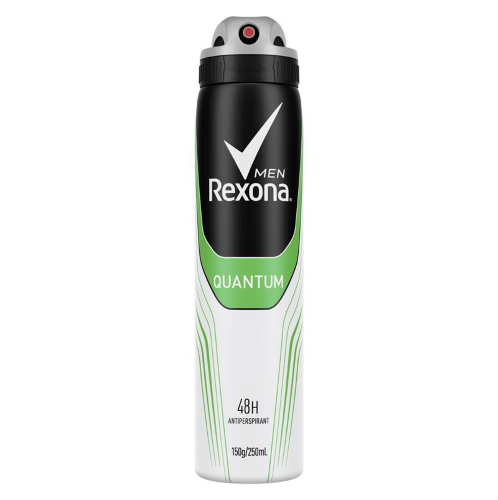 Rexona Men's Spray Quantum 220ml: an energizing antiperspirant spray for all-day freshness and sweat protection.