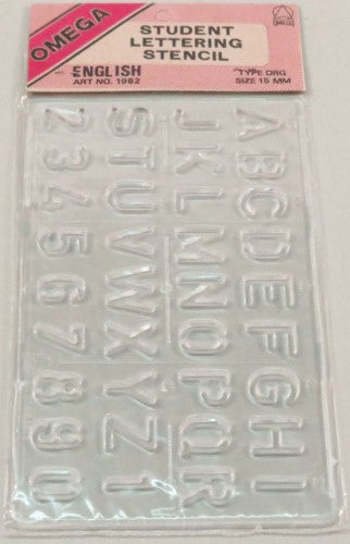 Artist Stencil - Omega 15mm Letter Stencil for crisp lettering on various surfaces, ideal for crafts and DIY projects.