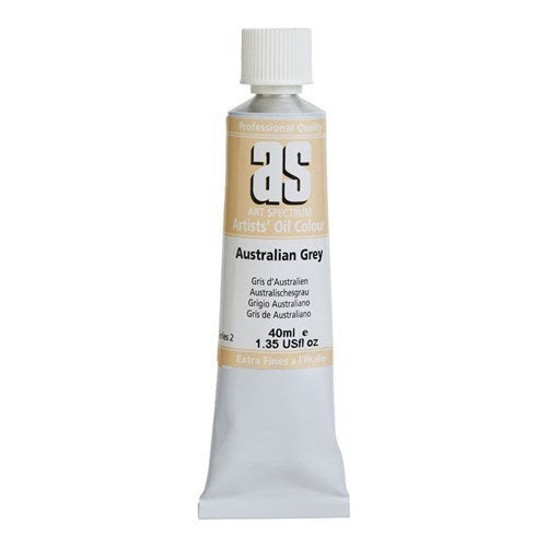 Artist Oil Paint - As Oil 40ml S2 Australian Grey tube showcasing rich pigments for vibrant art and easy blending.