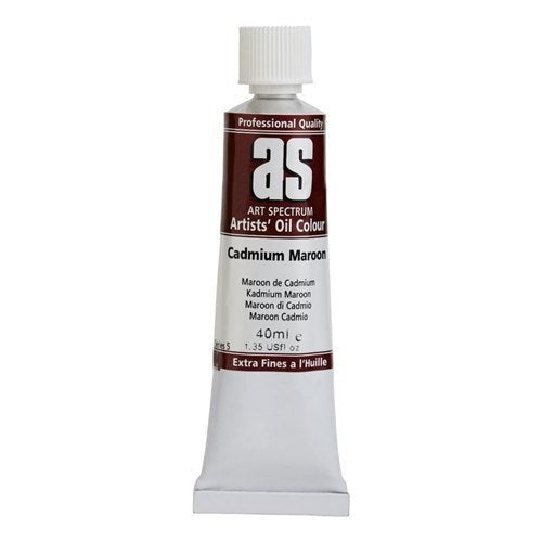 Artist Oil Paint tube in Cad Maroon, 40ml, featuring rich hues for vibrant, long-lasting artwork. Perfect for blending and mixing.