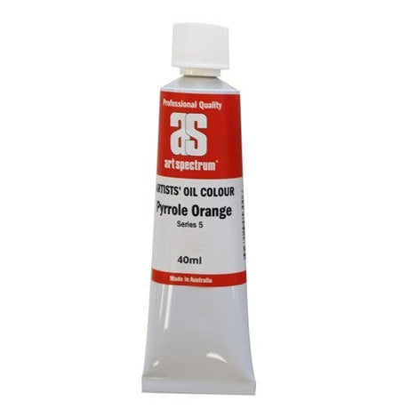 Vibrant 40ML Pyrrole Orange oil paint for artists, featuring creamy consistency and exceptional lightfastness for long-lasting artwork.