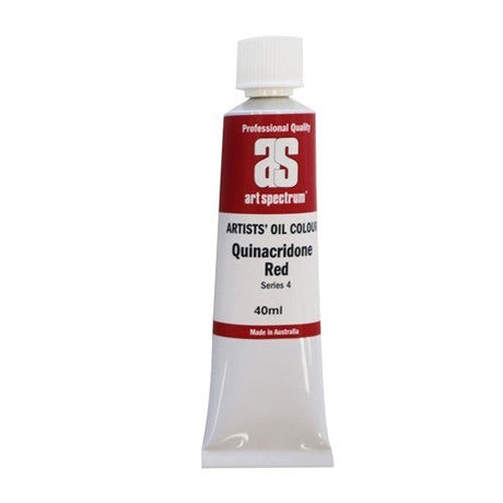 Vibrant 40ML Quinacridone Red oil paint, triple-milled for smoothness and excellent lightfastness, ideal for bold artwork.