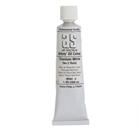 Premium 40ml titanium white oil paint, creamy texture for vibrant art, lightfast and permanent pigments for lasting brilliance.