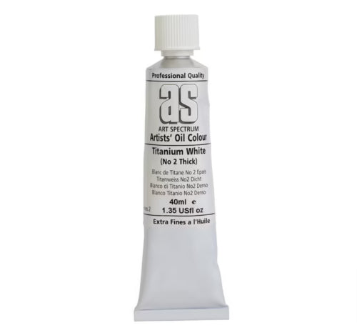 Premium 40ml titanium white oil paint, creamy texture for vibrant art, lightfast and permanent pigments for lasting brilliance.
