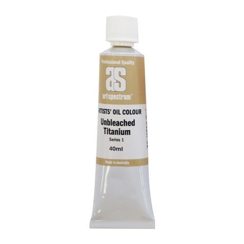 Art Spectrum 40ML S1 Unbleached Titanium oil paint tube, featuring lightfast, rich pigments for vibrant, lasting artwork.