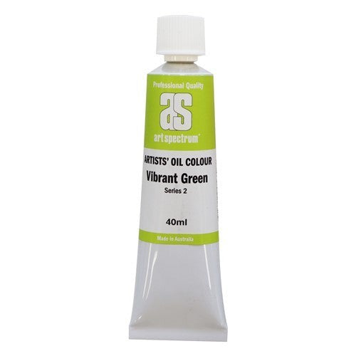 Art Spectrum 40ML S2 VIBRANT GREEN oil paint tube, featuring rich pigments for bold, durable artwork and excellent mixing potential.