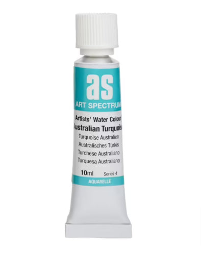Turquoise watercolour paint in a 10 mL tube, crafted from lightfast pigments for vibrant, long-lasting art.