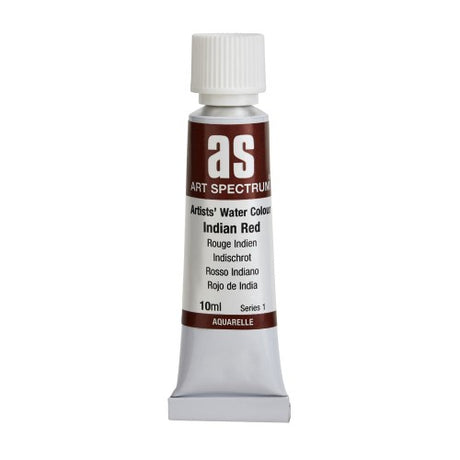 Art Spectrum 10ml tube of vibrant Indian Red watercolour paint, featuring lightfast pigments for enduring color and excellent blendability.