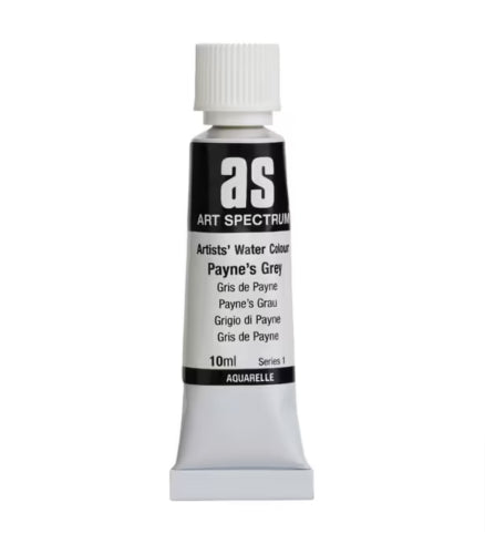 Art Spectrum 10ml Paynes Grey watercolour paint tube, featuring lightfast pigments for vibrant, long-lasting artworks.