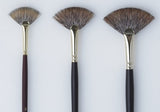 Artist Brush - As Mongoose (Imit) Fan 2 featuring fine synthetic hair, a maroon handle, and gold ferrule for precision painting.