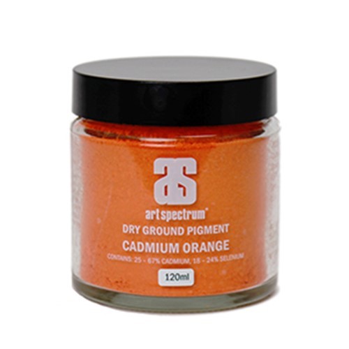 Vibrant Art Spectrum Dry Ground Pigment in 120ML, Cadmium Orange; ideal for oil paints and watercolors, offering exceptional quality.