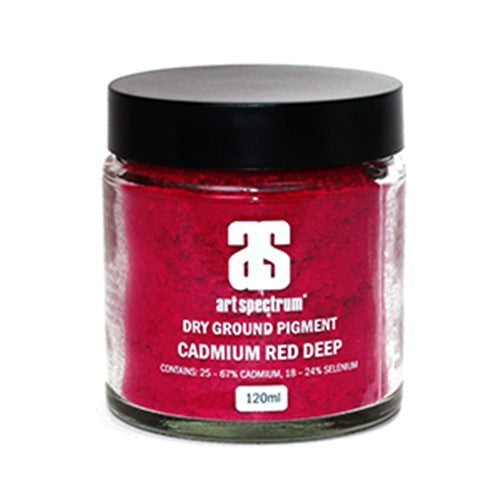 Vibrant 120ML Art Spectrum Dry Ground Pigment in Cadmium Red Deep, ideal for oil, watercolor, and pastel creation.