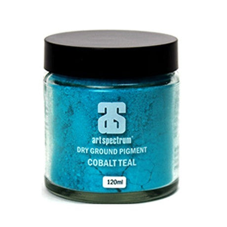 Art Spectrum Dry Ground Pigment in Cobalt Teal, 120ML, vibrant blue-green for creating custom colors in various mediums.