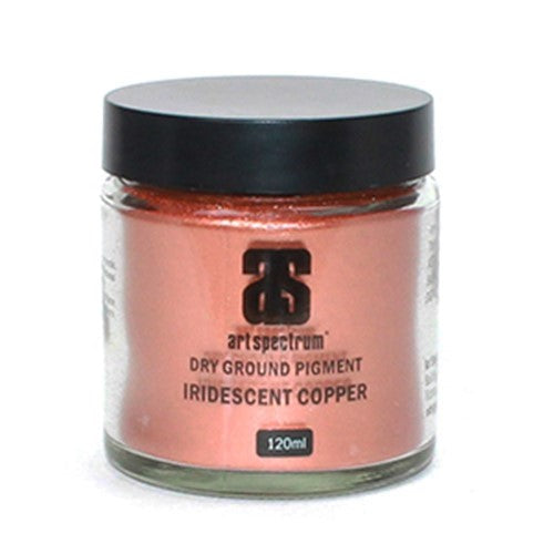 Iridescent copper dry pigment in a 120ML container for vibrant, high-quality artistic applications. Perfect for oil, watercolor, and mixed media.