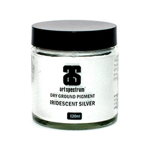 Art Spectrum Iridescent Silver Dry Ground Pigment in 120ML, ideal for adding shimmering effects to artworks.