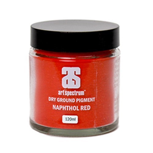 Art Spectrum 120ML S4 Naphthol Red Dry Ground Pigment, vibrant color with lightfastness for versatile artistic applications.