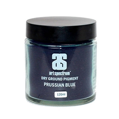 Art Spectrum Dry Ground Pigment in Prussian Blue, 120ml; high-quality pigment for mixing custom colors in various mediums.