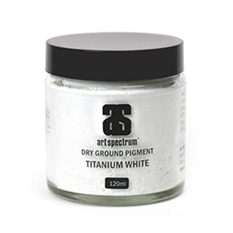 Art Spectrum Dry Ground Pigment 120ML S1 Titanium White, pure lightfast pigment for vibrant opacity in various art mediums.