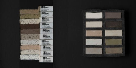 Artist Pastels set of 10 umber earth tones, featuring creamy, vibrant colors for smooth blending and layering in artwork.