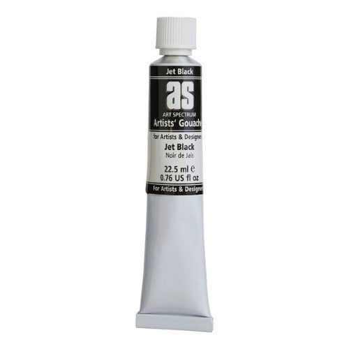 Art Spectrum As Gouache in Black, 22.5 mL, offers rich pigmentation and a smooth finish for versatile painting techniques.