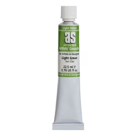 Vibrant light green gouache paint in a 22.5ml tube, perfect for detailed or bold artistic techniques with a matte finish.