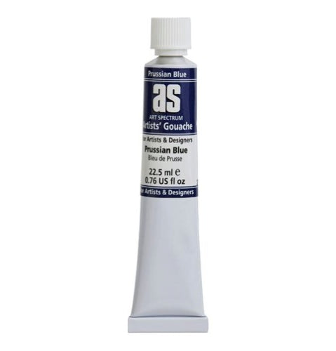 Art Spectrum As Gouache in Prussian Blue, 22.5ml tube, offers vibrant color, smooth finish, and versatile painting techniques.
