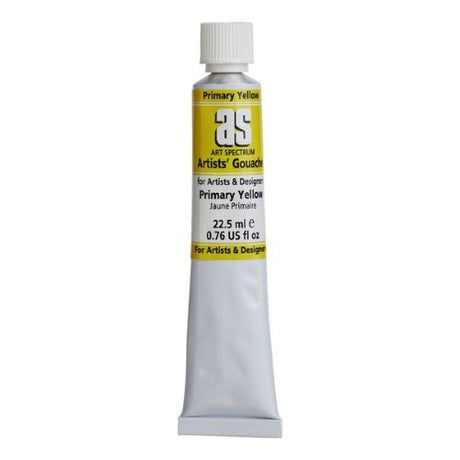Art Spectrum As Gouache in Primary Yellow, a vibrant 22.5ml tube for bold, water-based painting techniques and effects.