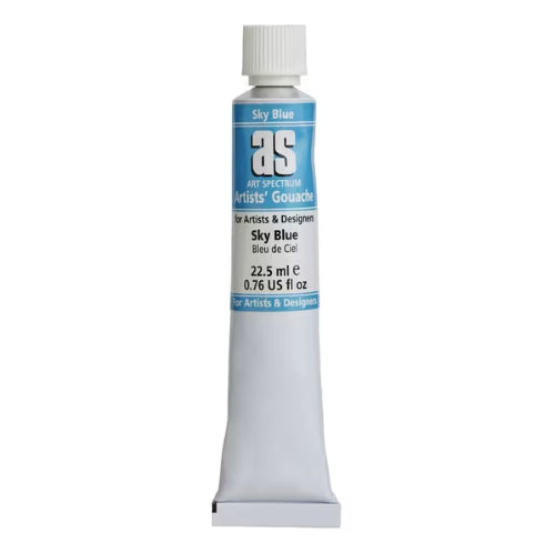 Vibrant 22.5ml Art Spectrum As Gouache in Sky Blue, high pigmentation for excellent coverage and a velvety matte finish.